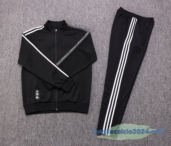 Set Completo Ropa Deportiva Con Cremallera Larga Manchester United 2022 2023 I Nero Poco Prezzo