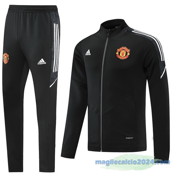 Set Completo Ropa Deportiva Con Cremallera Larga Manchester United 2022 2023 Nero Grigio Poco Prezzo
