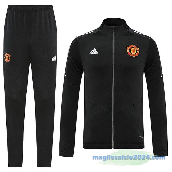 Set Completo Ropa Deportiva Con Cremallera Larga Manchester United 2022 2023 Nero Grigio Poco Prezzo