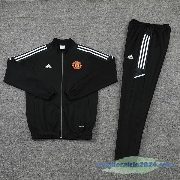 Set Completo Ropa Deportiva Con Cremallera Larga Manchester United 2022 2023 Nero Grigio Poco Prezzo