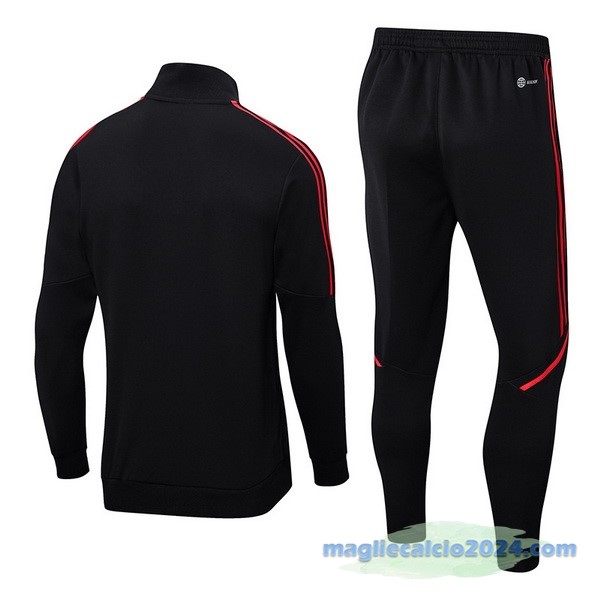 Set Completo Ropa Deportiva Con Cremallera Larga Manchester United 2022 2023 Nero II Rosso Poco Prezzo
