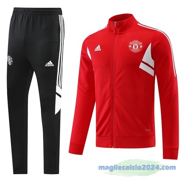 Set Completo Ropa Deportiva Con Cremallera Larga Manchester United 2022 2023 Rosso Nero Poco Prezzo