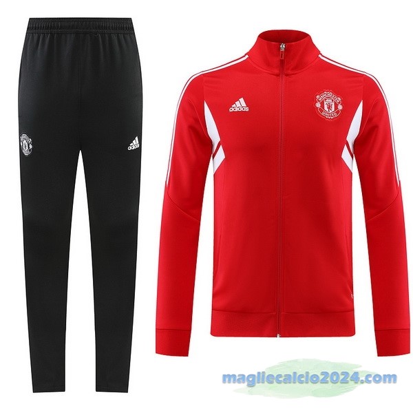 Set Completo Ropa Deportiva Con Cremallera Larga Manchester United 2022 2023 Rosso Nero Poco Prezzo