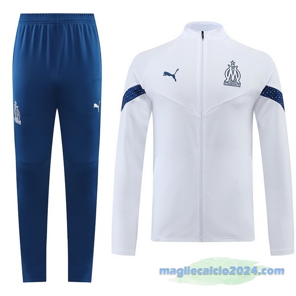 Set Completo Ropa Deportiva Con Cremallera Larga Marsella 2022 2023 Azul Bianco Poco Prezzo