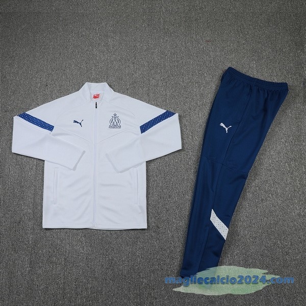 Set Completo Ropa Deportiva Con Cremallera Larga Marsella 2022 2023 Azul Bianco Poco Prezzo
