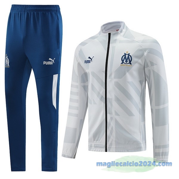 Set Completo Ropa Deportiva Con Cremallera Larga Marsella 2022 2023 Azul Grigio Poco Prezzo