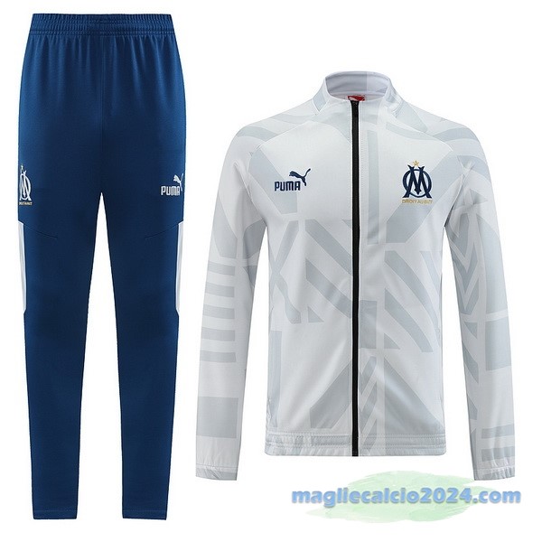 Set Completo Ropa Deportiva Con Cremallera Larga Marsella 2022 2023 Azul Grigio Poco Prezzo