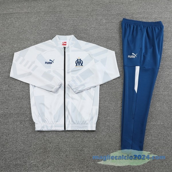 Set Completo Ropa Deportiva Con Cremallera Larga Marsella 2022 2023 Azul Grigio Poco Prezzo