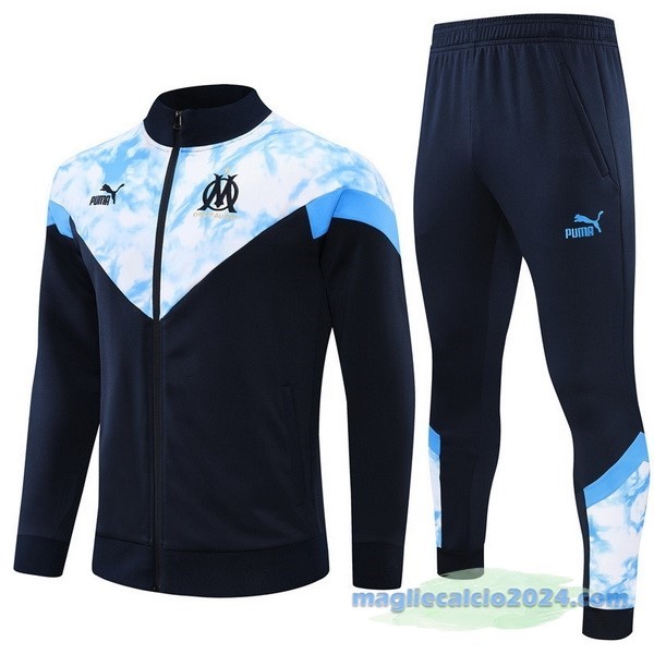 Set Completo Ropa Deportiva Con Cremallera Larga Marsella 2022 2023 Azul Navy Bianco Poco Prezzo