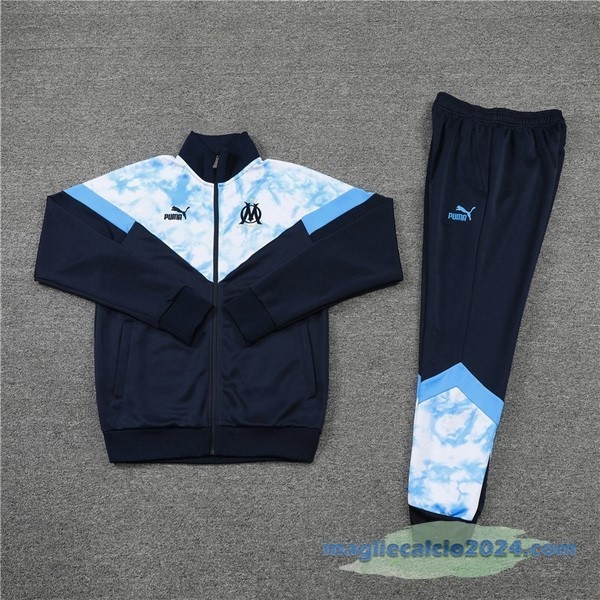 Set Completo Ropa Deportiva Con Cremallera Larga Marsella 2022 2023 Azul Navy Bianco Poco Prezzo