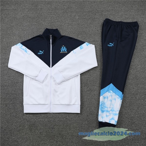 Set Completo Ropa Deportiva Con Cremallera Larga Marsella 2022 2023 Bianco Azul Navy Poco Prezzo