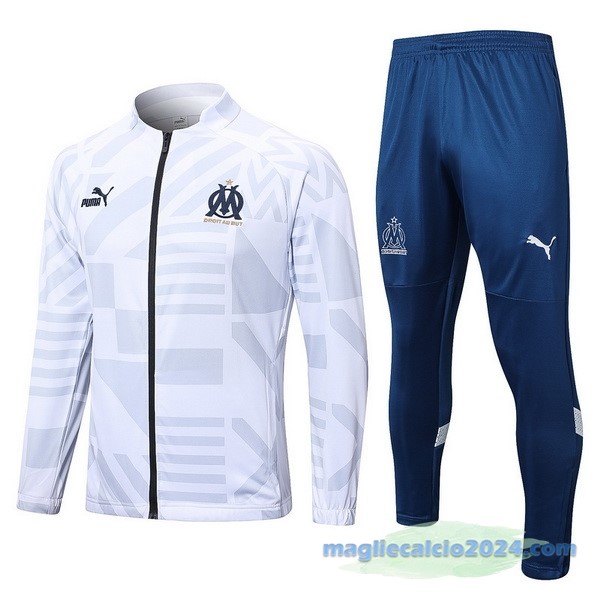 Set Completo Ropa Deportiva Con Cremallera Larga Marsella 2022 2023 Bianco Azul Poco Prezzo