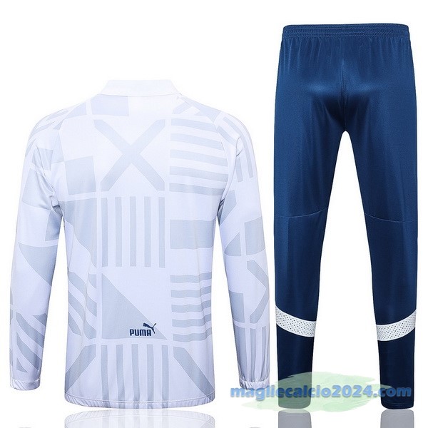Set Completo Ropa Deportiva Con Cremallera Larga Marsella 2022 2023 Bianco Azul Poco Prezzo