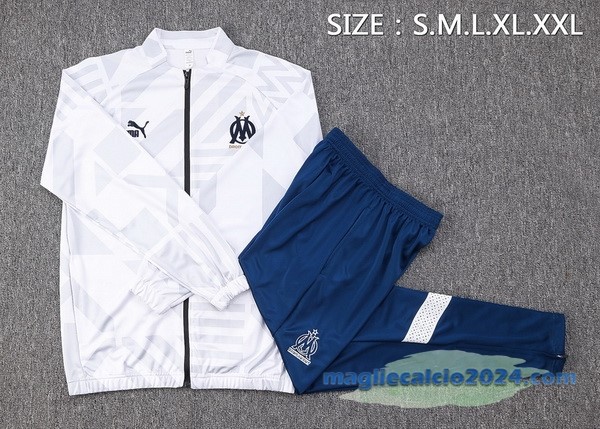 Set Completo Ropa Deportiva Con Cremallera Larga Marsella 2022 2023 Bianco Azul Poco Prezzo