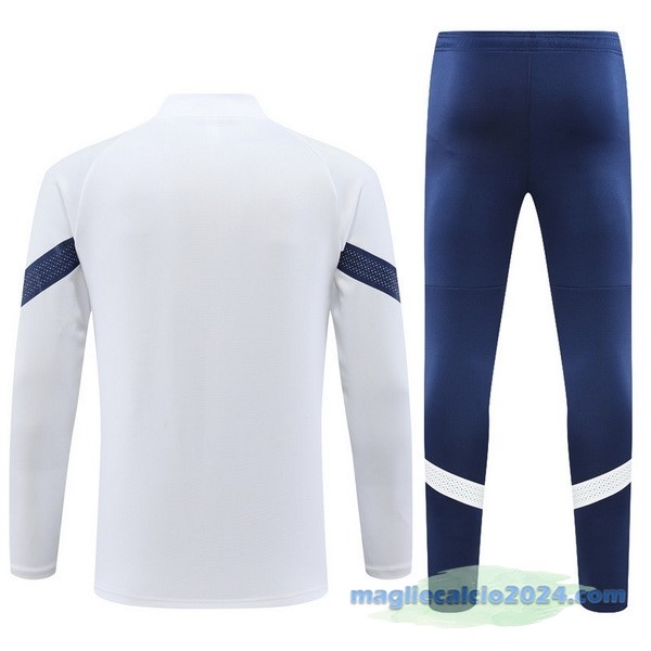 Set Completo Ropa Deportiva Con Cremallera Larga Marsella 2022 2023 Bianco I Azul Navy Poco Prezzo