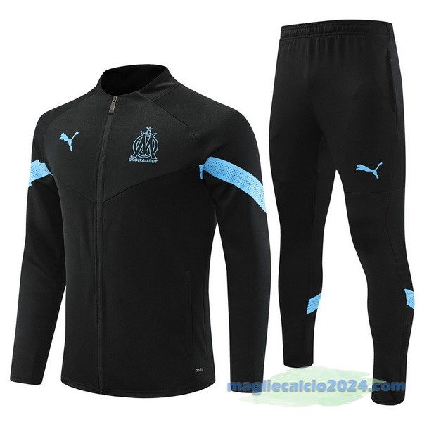 Set Completo Ropa Deportiva Con Cremallera Larga Marsella 2022 2023 Nero Poco Prezzo