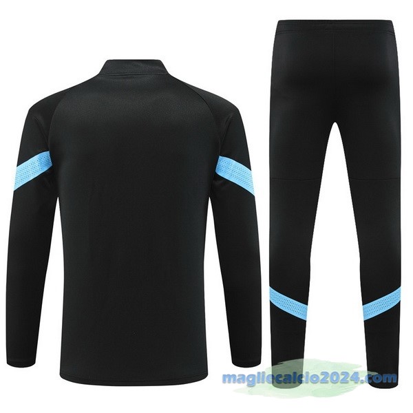 Set Completo Ropa Deportiva Con Cremallera Larga Marsella 2022 2023 Nero Poco Prezzo