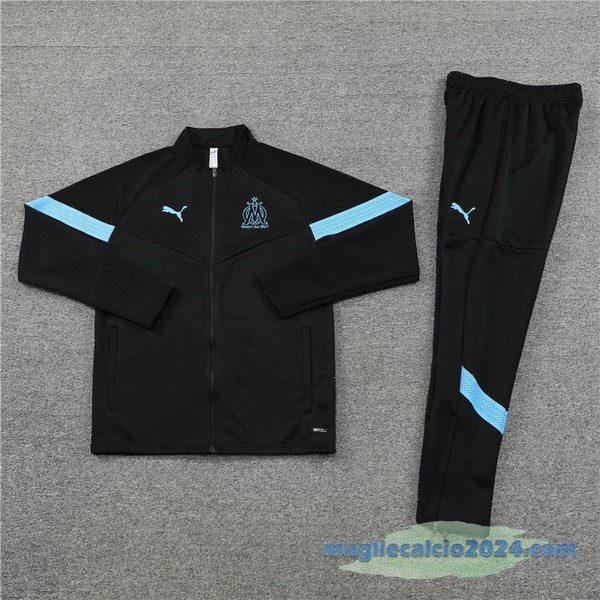 Set Completo Ropa Deportiva Con Cremallera Larga Marsella 2022 2023 Nero Poco Prezzo