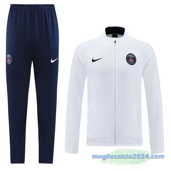 Set Completo Ropa Deportiva Con Cremallera Larga Paris Saint Germain 2022 2023 Bianco Azul Poco Prezzo