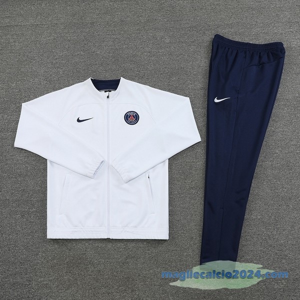 Set Completo Ropa Deportiva Con Cremallera Larga Paris Saint Germain 2022 2023 Bianco Azul Poco Prezzo