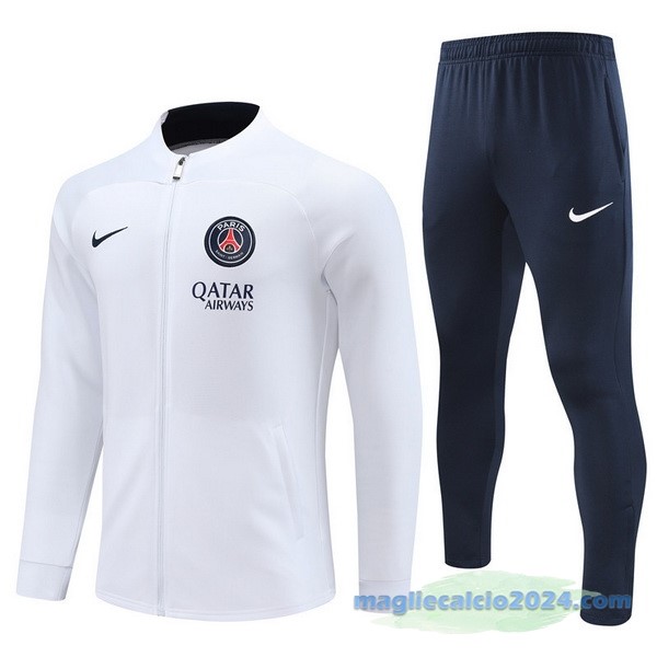 Set Completo Ropa Deportiva Con Cremallera Larga Paris Saint Germain 2022 2023 Bianco I Azul Poco Prezzo