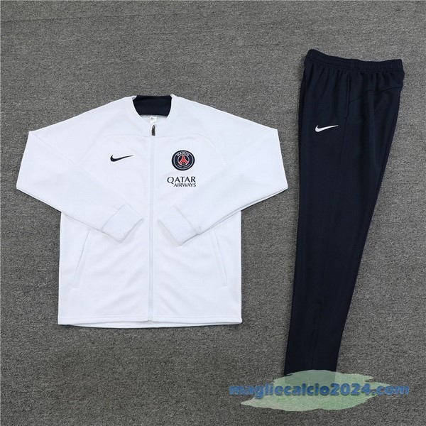 Set Completo Ropa Deportiva Con Cremallera Larga Paris Saint Germain 2022 2023 Bianco I Azul Poco Prezzo