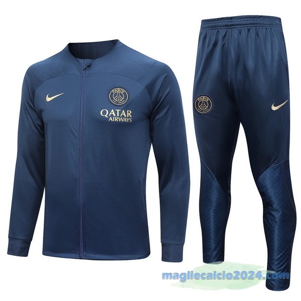 Set Completo Ropa Deportiva Con Cremallera Larga Paris Saint Germain 2023 2024 Azul Navy Poco Prezzo