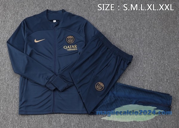 Set Completo Ropa Deportiva Con Cremallera Larga Paris Saint Germain 2023 2024 Azul Navy Poco Prezzo