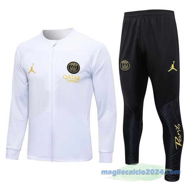 Set Completo Ropa Deportiva Con Cremallera Larga Paris Saint Germain 2023 2024 Bianco Nero Poco Prezzo