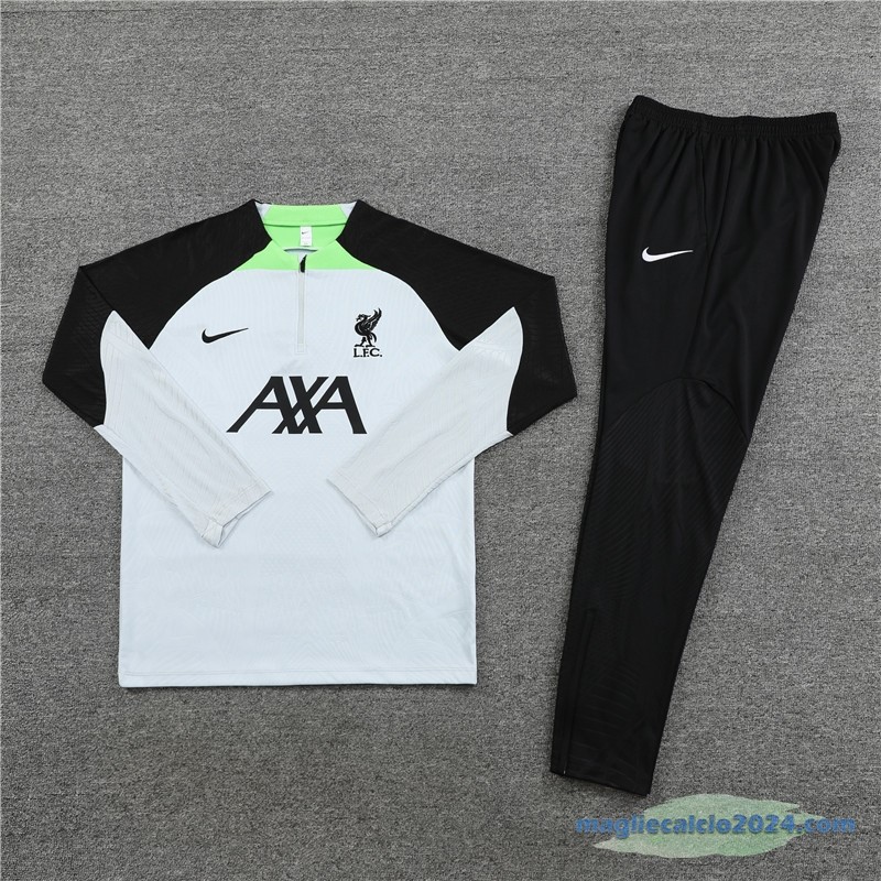 Set Completo Sudadera Formazione Bambino Liverpool 2023 2024 Grigio I Nero Verde Poco Prezzo