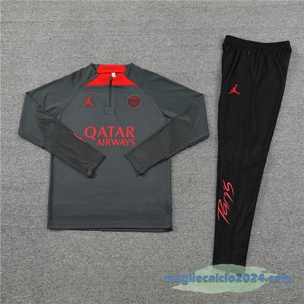 Set Completo Sudadera Formazione Bambino Paris Saint Germain 2022 2023 Grigio Nero Rosso Poco Prezzo