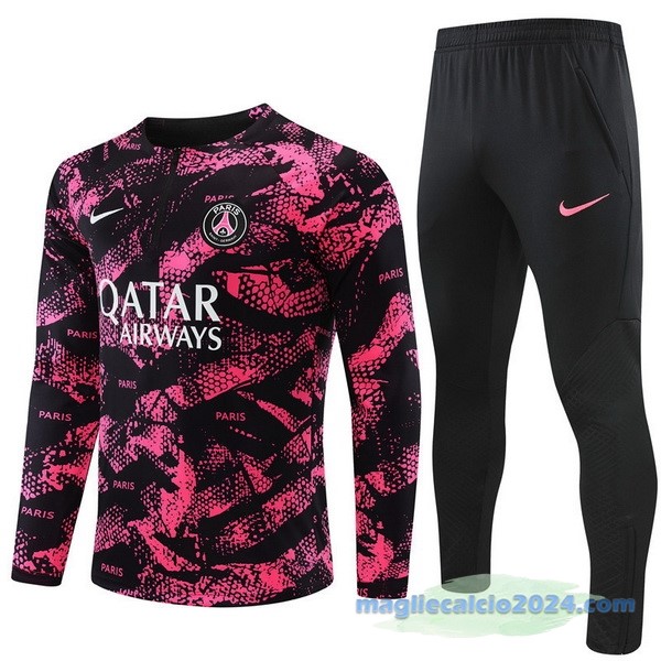 Set Completo Sudadera Formazione Bambino Paris Saint Germain 2022 2023 Rosa Nero Poco Prezzo