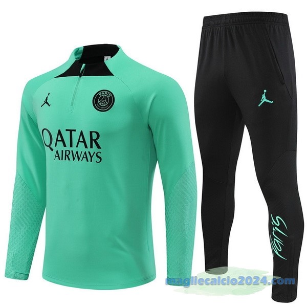 Set Completo Sudadera Formazione Bambino Paris Saint Germain 2022 2023 Verde Nero Poco Prezzo