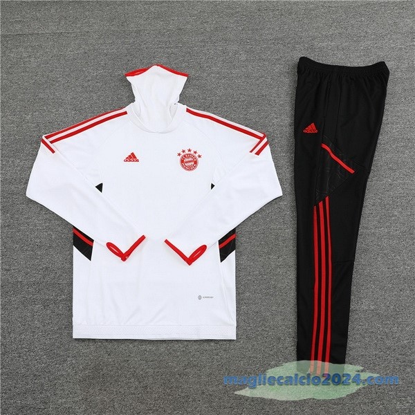 Set Completo Sudadera Formazione Bayern Múnich 2022 2023 Bianco Nero Poco Prezzo