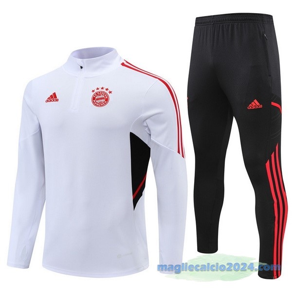 Set Completo Sudadera Formazione Bayern Múnich 2022 2023 Bianco Nero Rosso Poco Prezzo