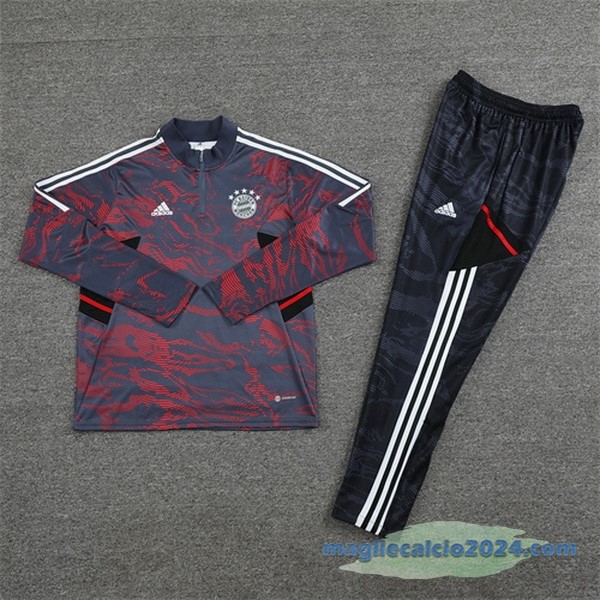 Set Completo Sudadera Formazione Bayern Múnich 2022 2023 Grigio Rosso Poco Prezzo