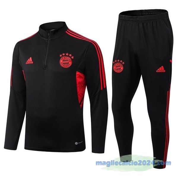 Set Completo Sudadera Formazione Bayern Múnich 2022 2023 Nero Rosso Poco Prezzo