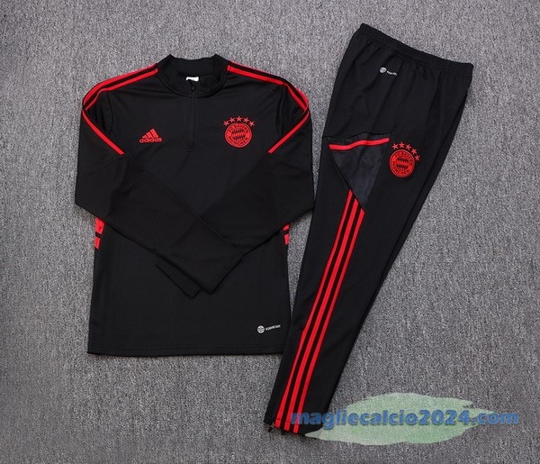 Set Completo Sudadera Formazione Bayern Múnich 2022 2023 Nero Rosso Poco Prezzo