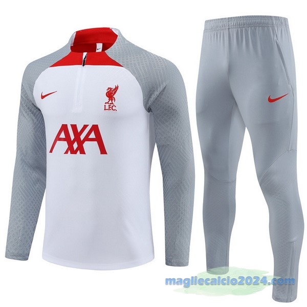 Set Completo Sudadera Formazione Giocatori Bambino Liverpool 2022 2023 Grigio Bianco Poco Prezzo