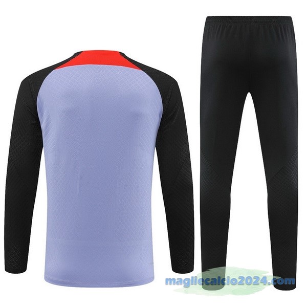 Set Completo Sudadera Formazione Giocatori Bambino Liverpool 2022 2023 Purpureo Nero Poco Prezzo