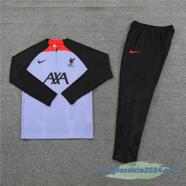 Set Completo Sudadera Formazione Giocatori Bambino Liverpool 2022 2023 Purpureo Nero Poco Prezzo