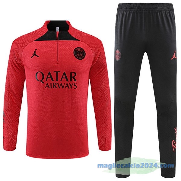 Set Completo Sudadera Formazione Giocatori Paris Saint Germain 2022 2023 Rosso Nero Poco Prezzo