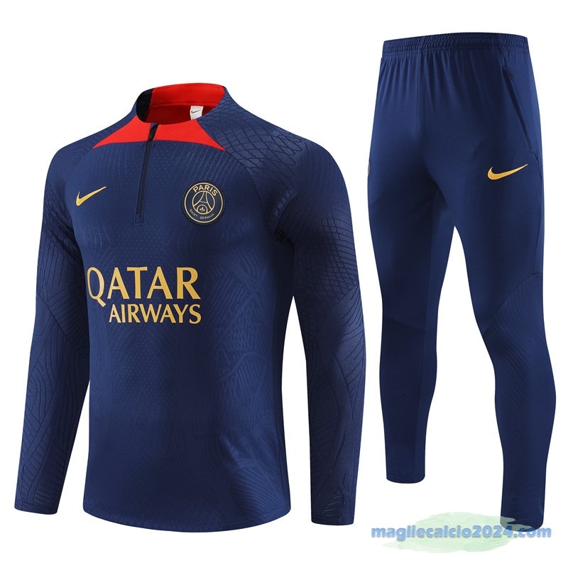 Set Completo Sudadera Formazione Giocatori Paris Saint Germain 2023 2024 Azul Navy Rosso Poco Prezzo