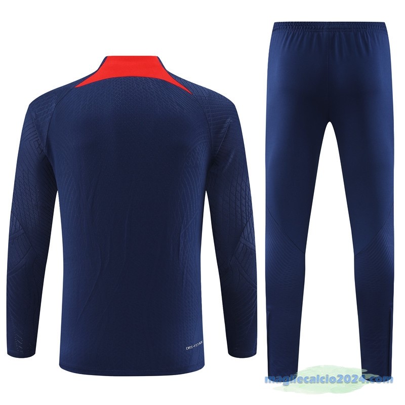 Set Completo Sudadera Formazione Giocatori Paris Saint Germain 2023 2024 Azul Navy Rosso Poco Prezzo