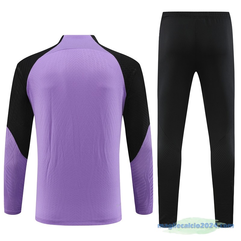 Set Completo Sudadera Formazione Giocatori Paris Saint Germain 2023 2024 Purpureo Nero Poco Prezzo