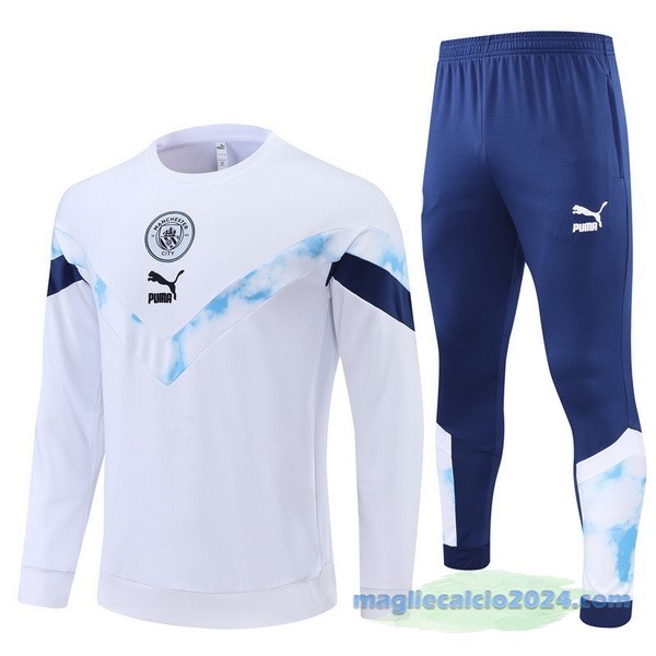Set Completo Sudadera Formazione Manchester City 2022 2023 Bianco I Azul Poco Prezzo
