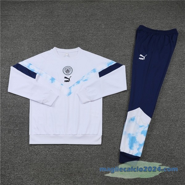 Set Completo Sudadera Formazione Manchester City 2022 2023 Bianco I Azul Poco Prezzo