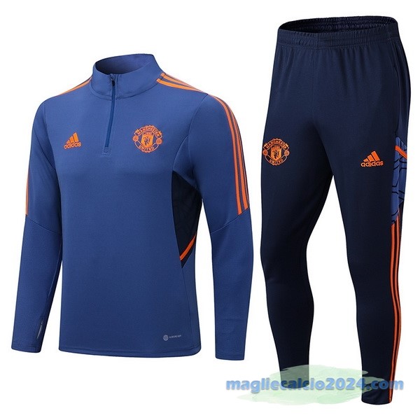 Set Completo Sudadera Formazione Manchester United 2022 2023 Purpureo Nero Poco Prezzo