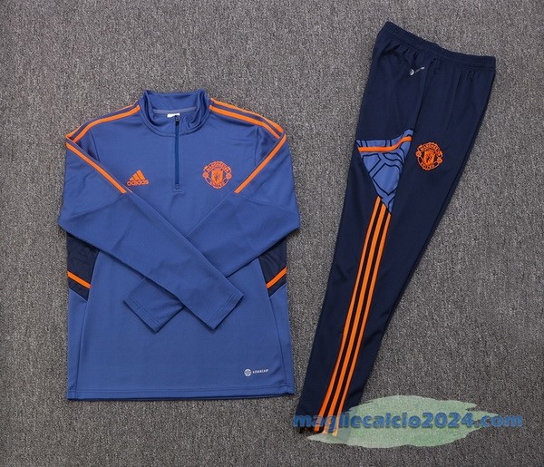 Set Completo Sudadera Formazione Manchester United 2022 2023 Purpureo Nero Poco Prezzo