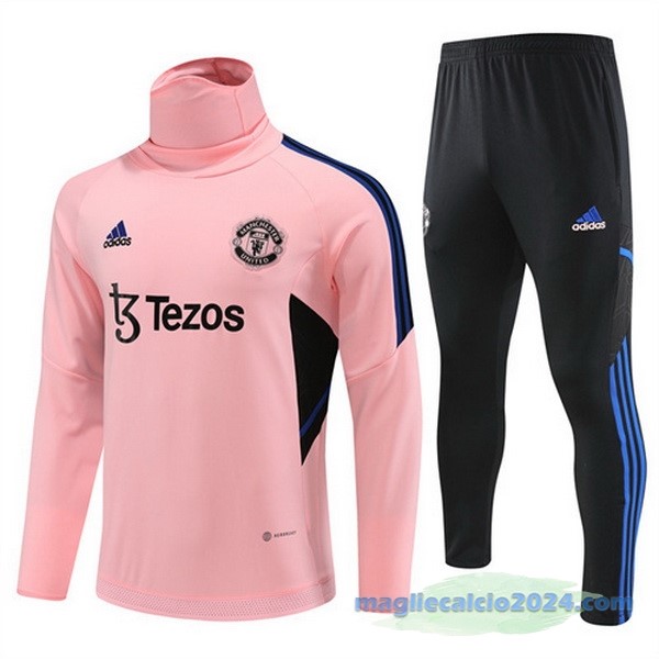 Set Completo Sudadera Formazione Manchester United 2022 2023 Rosa Nero Poco Prezzo
